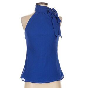 Express Design Studio Royal Blue Sleeveless Silk Chiffon Top - Size L